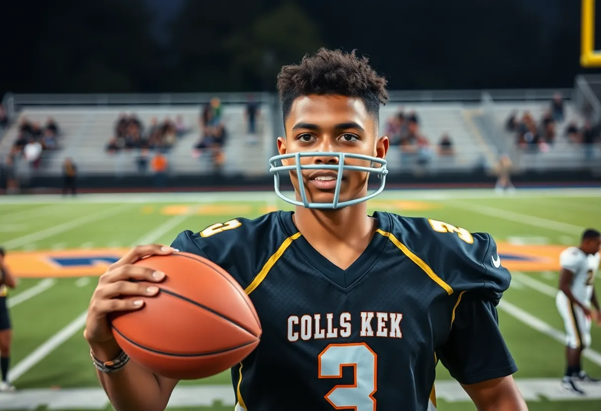 Caleb Cunningham showcasing skills in football and basketball.