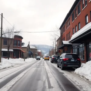 Icy streets in Oxford during a winter cold front
