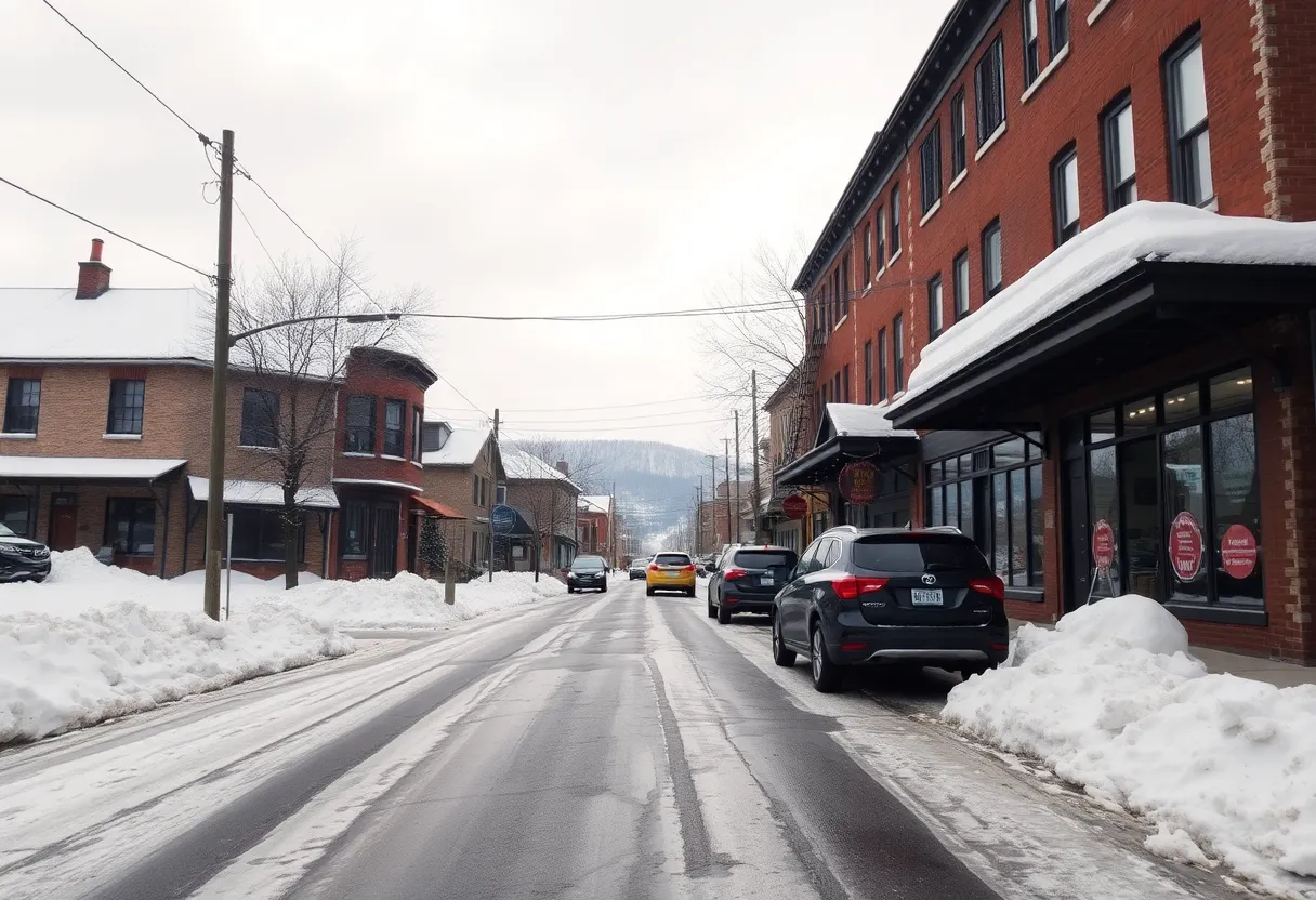 Icy streets in Oxford during a winter cold front