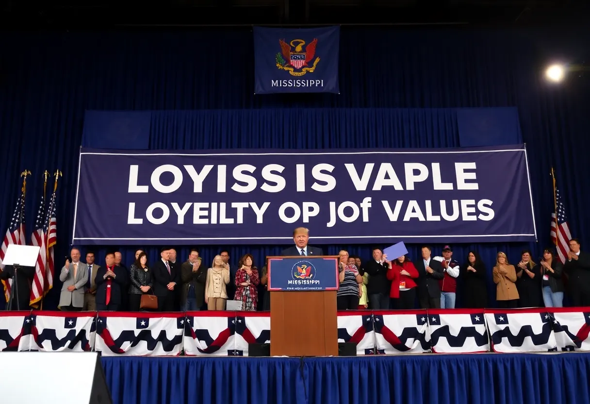 A political rally in Mississippi focusing on GOP loyalty