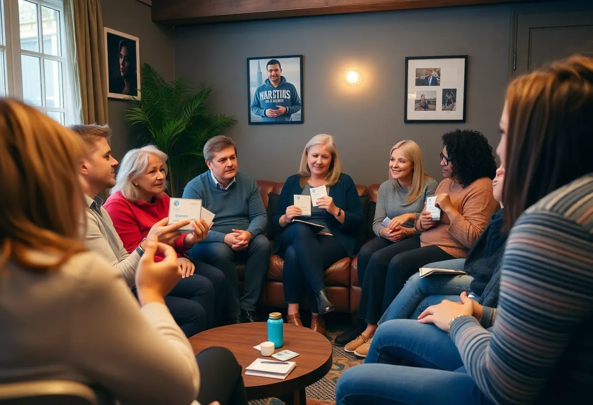Participants at a Narcan training session learning about opioid overdose prevention