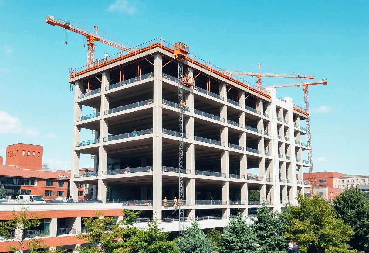 Construction site of the new parking garage at the University of Mississippi