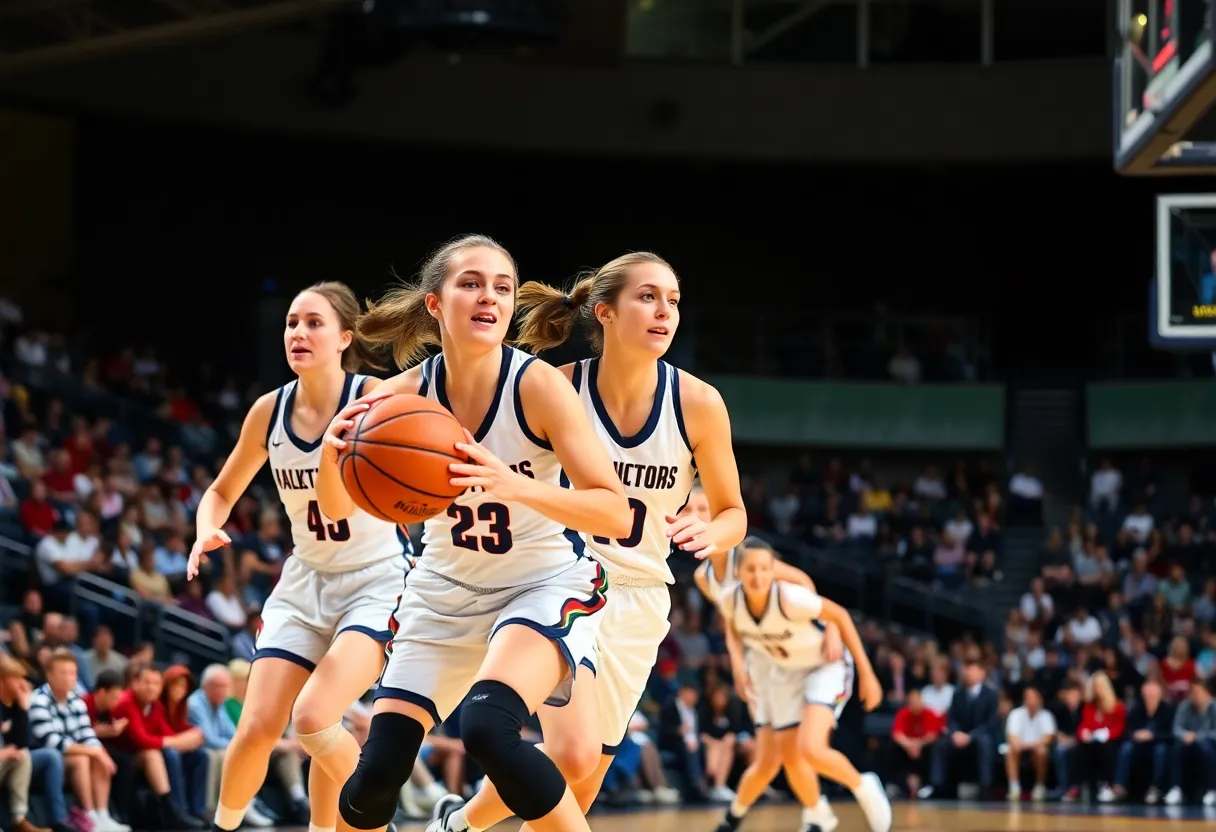 Action shot of Ole Miss women's basketball game against Florida Gators