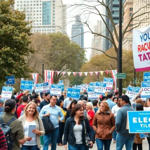 Residents of Oxford engaging in an election campaign atmosphere.