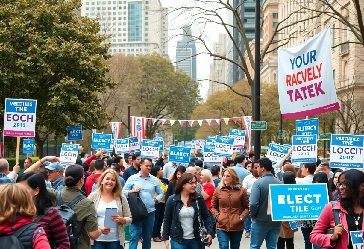Residents of Oxford engaging in an election campaign atmosphere.
