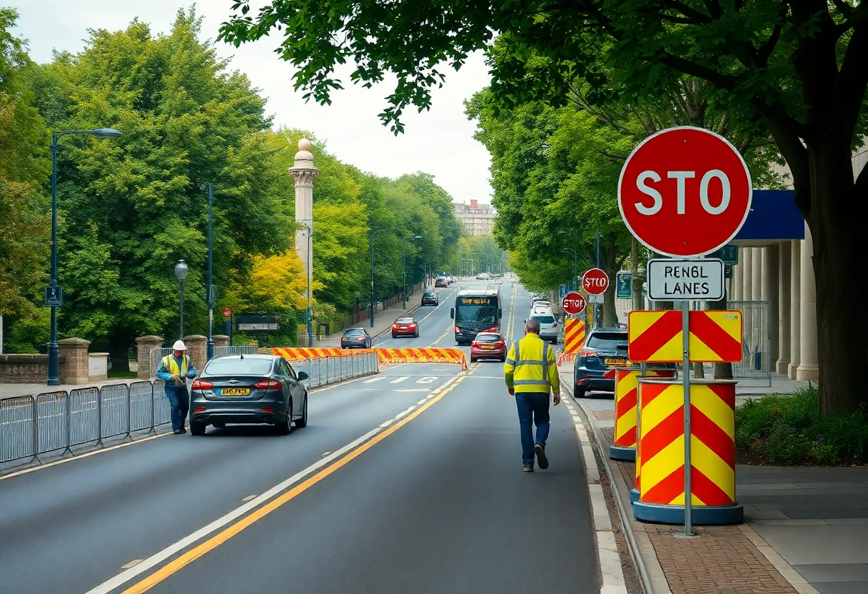 Construction workers improving roads in Oxford