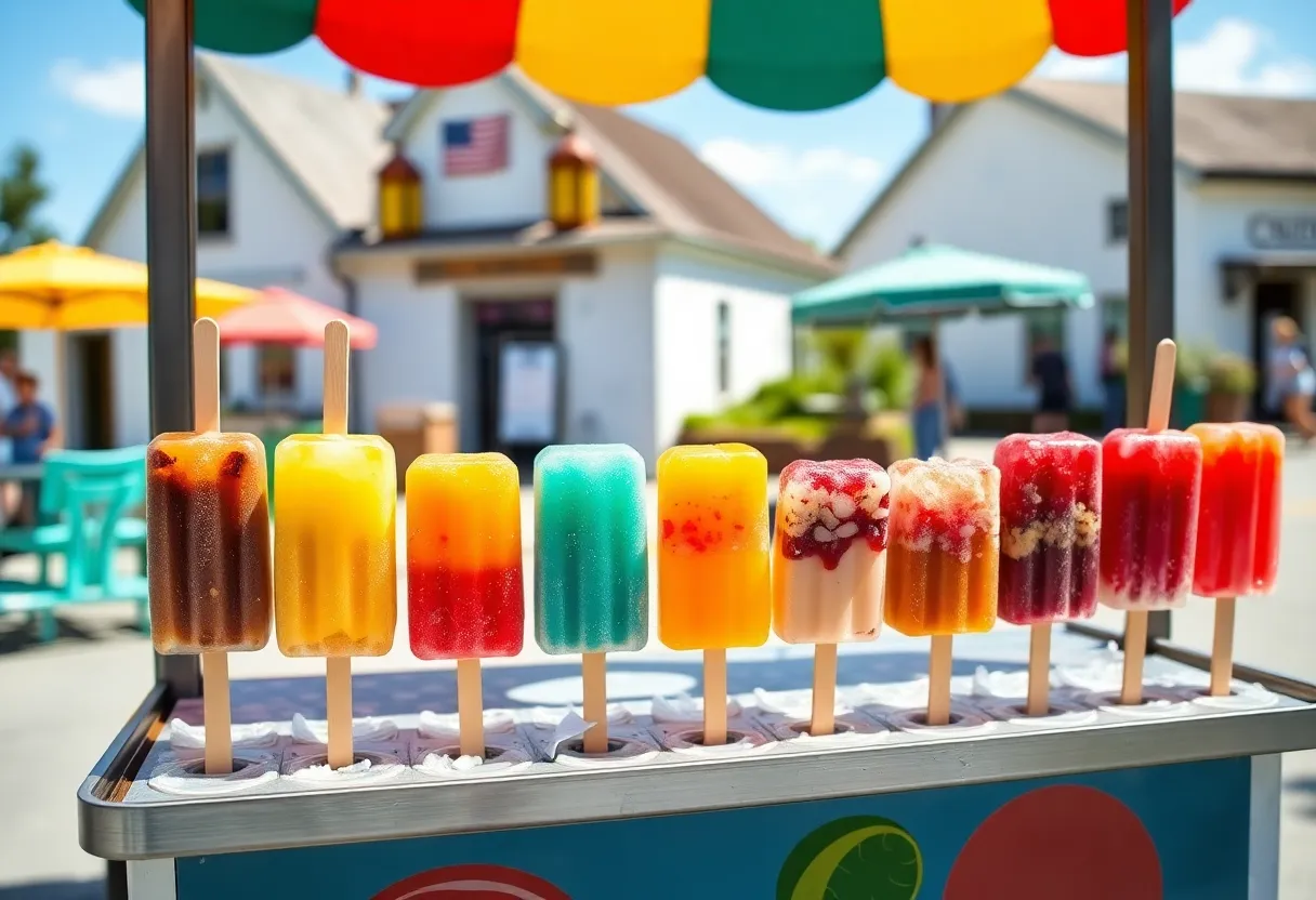 Colorful assortment of popsicles at Oxsicles in Oxford.