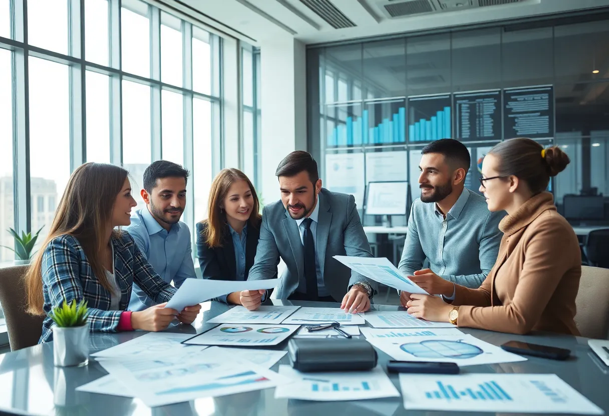 Reid Sherman Investment Group team in a meeting discussing wealth management strategies.