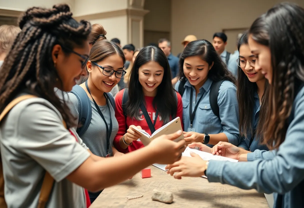 Group of university students participating in a field trip for experiential learning.