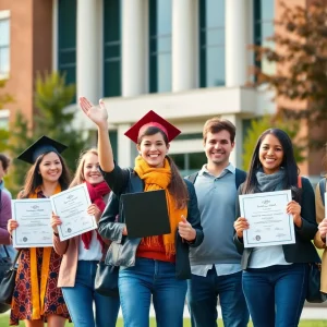 Students celebrating their honors at the University of Mississippi