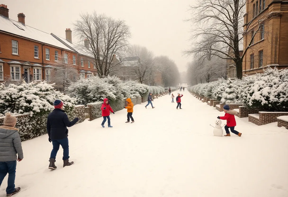 Children enjoying a snowy day in Oxford, Mississippi.