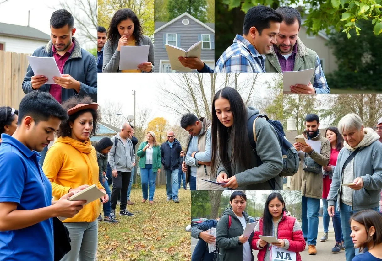 Community members participating in a search for missing persons in Oxford