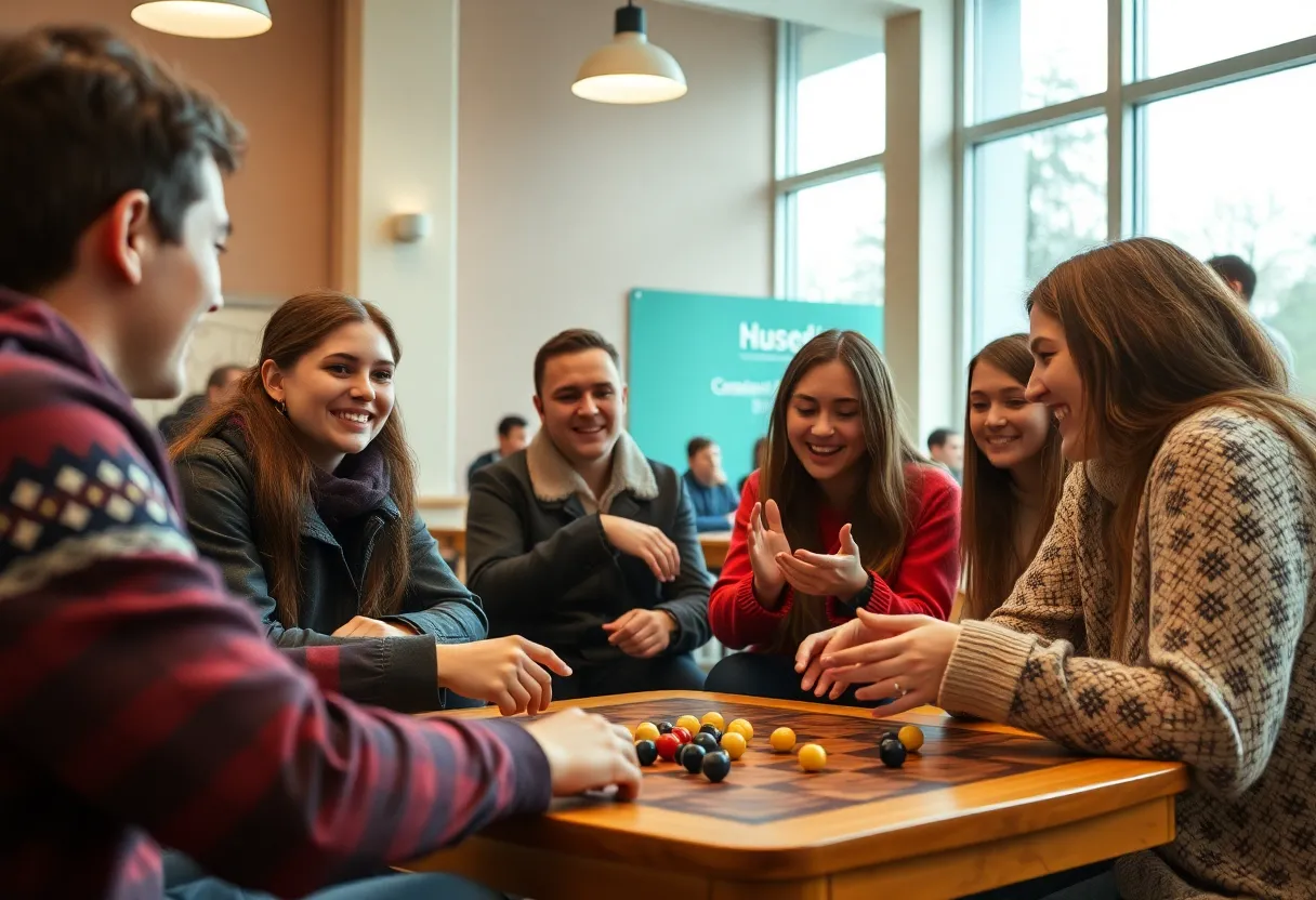 Students participating in Russian games at Ole Miss Game Night