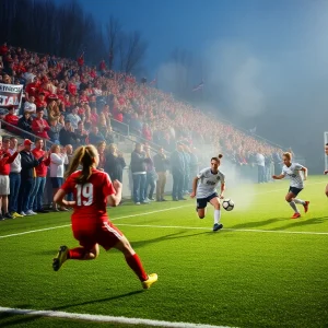 Lafayette high school soccer team in action during playoffs