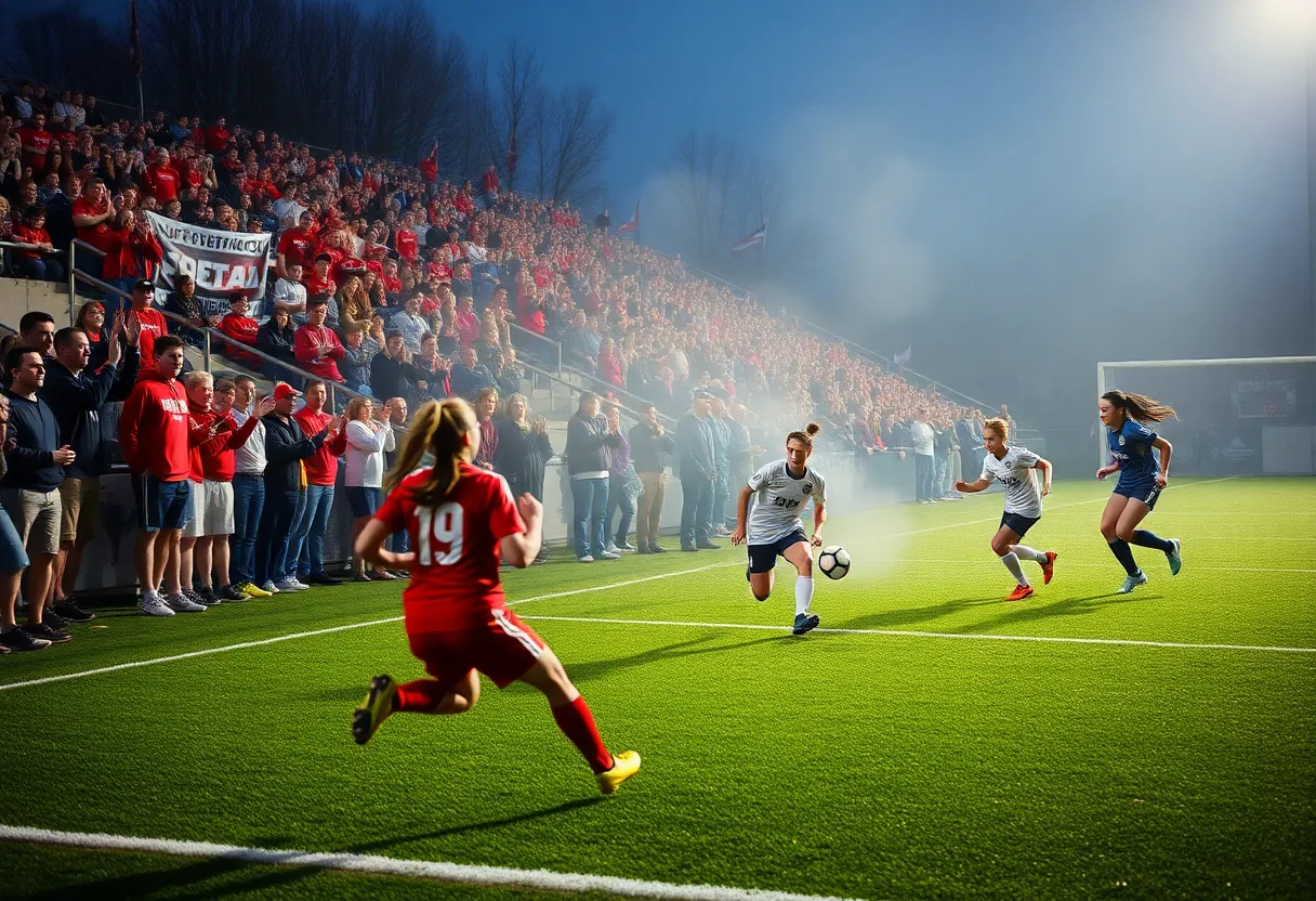 Lafayette high school soccer team in action during playoffs
