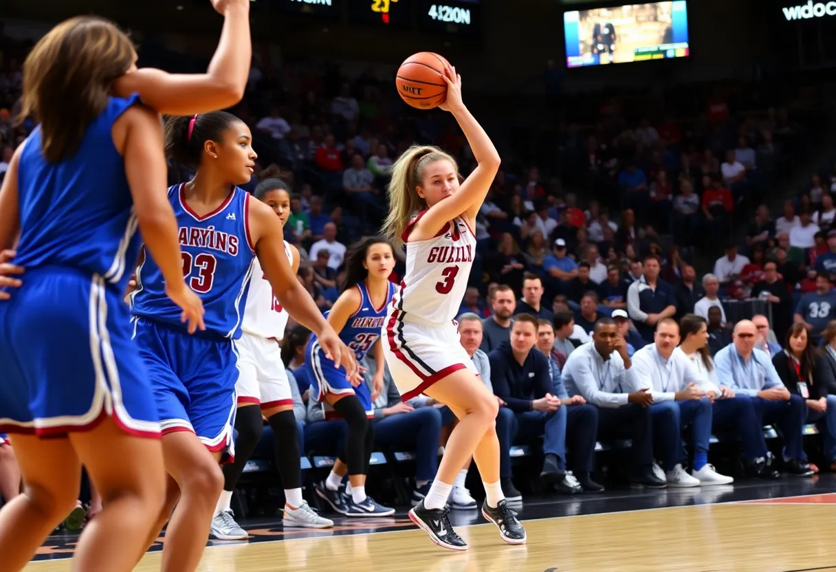 Oklahoma Sooners facing Ole Miss Rebels in intense SEC women's basketball game.