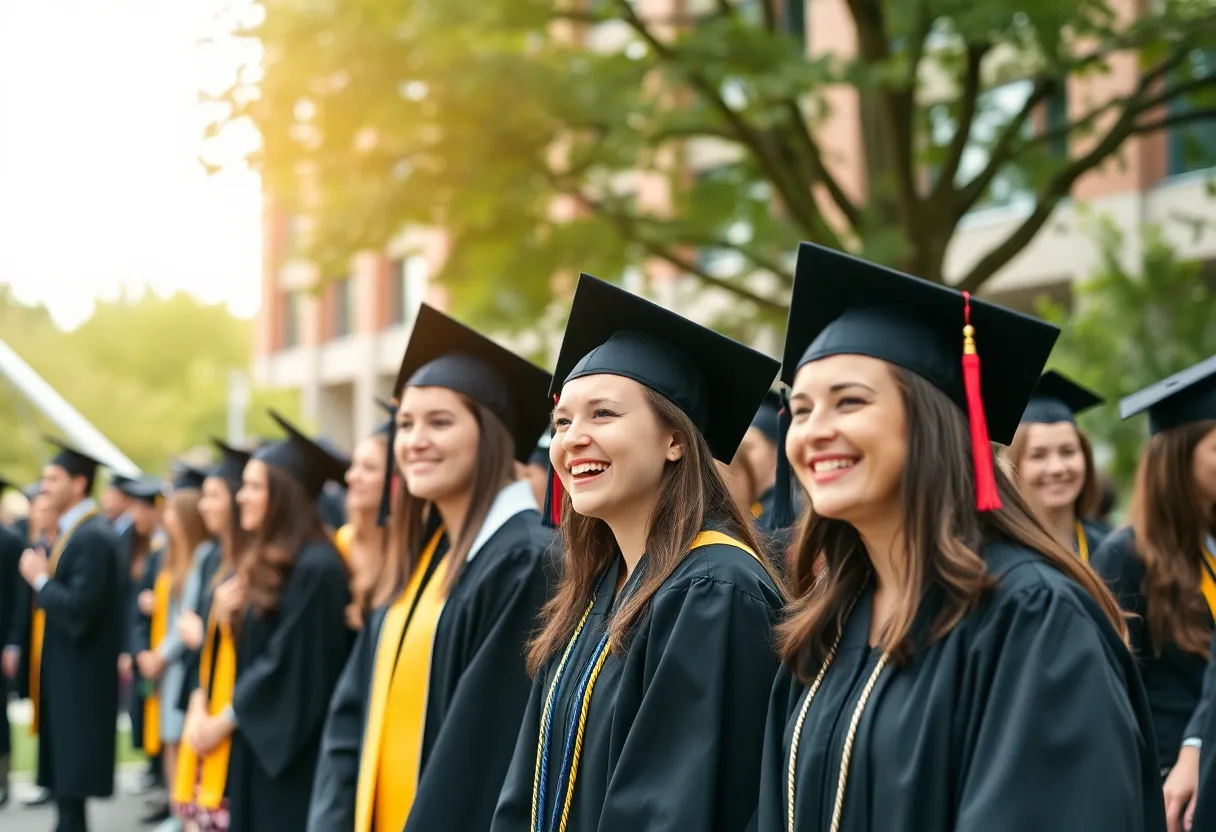 Graduates at the University of Mississippi celebrating their graduation day