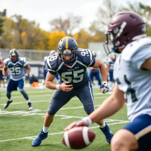 Ole Miss football players training on the field