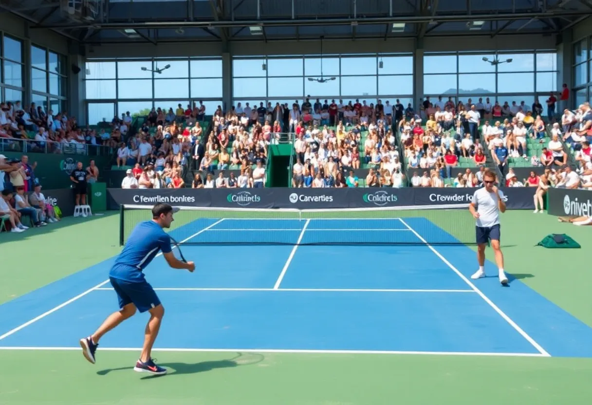 Oxford Tennis Team playing during home opener