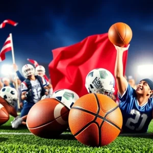 A graphic depicting college sports, emphasizing the SEC revenue announcement.