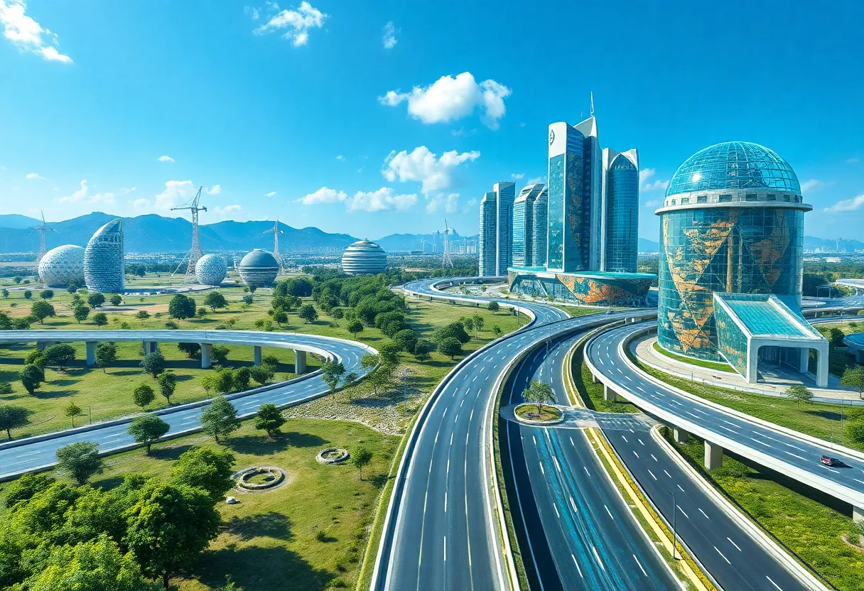 Futuristic sustainable infrastructure with AI technology