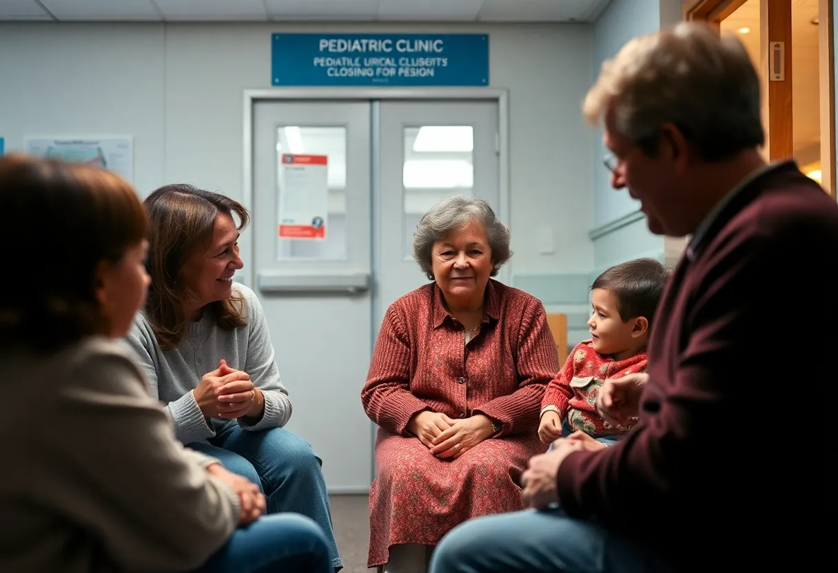 Exterior of Children's Clinic of Oxford with families reflecting