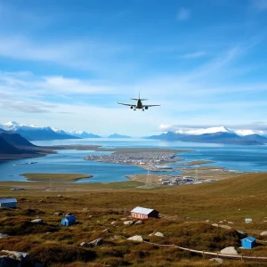 Northwest coast of Greenland featuring a U.S. military outpost