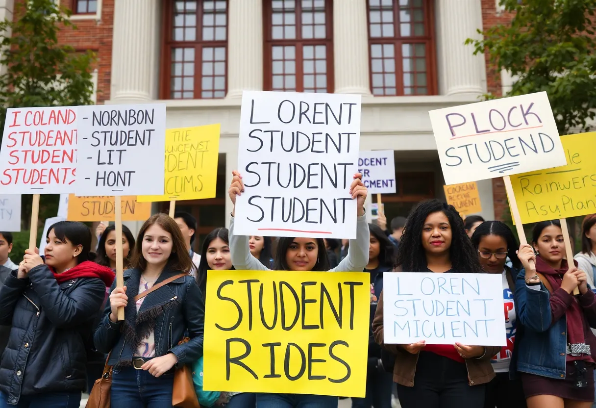 Protesters advocating for international student rights at the University of Minnesota