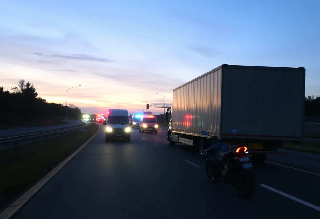 Scene of a motorcycle accident on Highway 302 in Marshall County