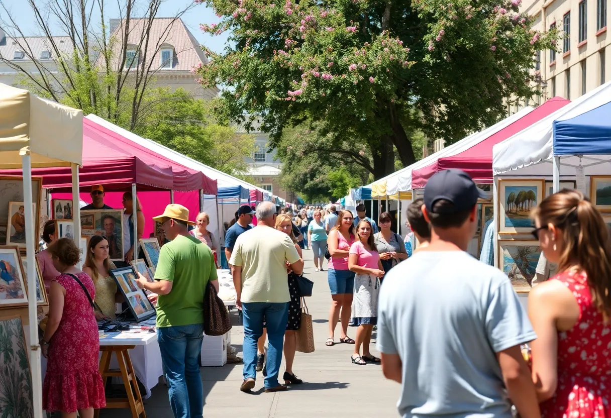 Families enjoying the Mid-Town Spring Fest in Oxford with local vendors