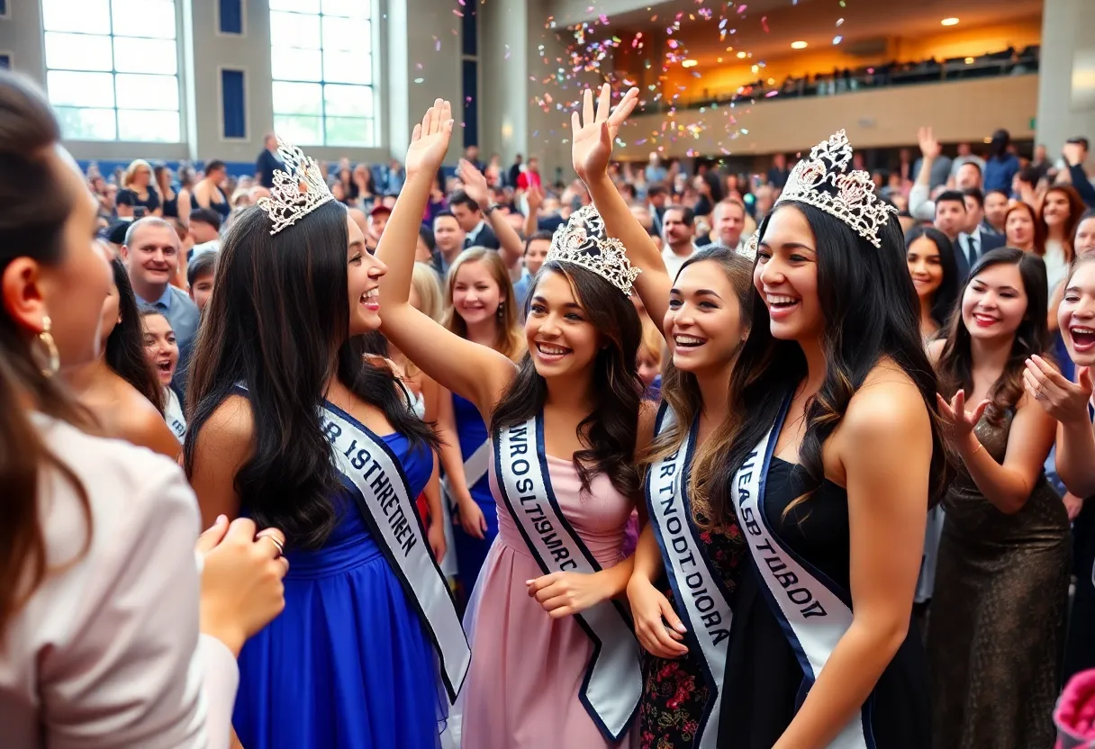 Contestants celebrating at the Mr. University pageant in Oxford.
