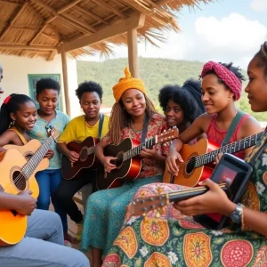 Students engaged in a music education session in the Virgin Islands