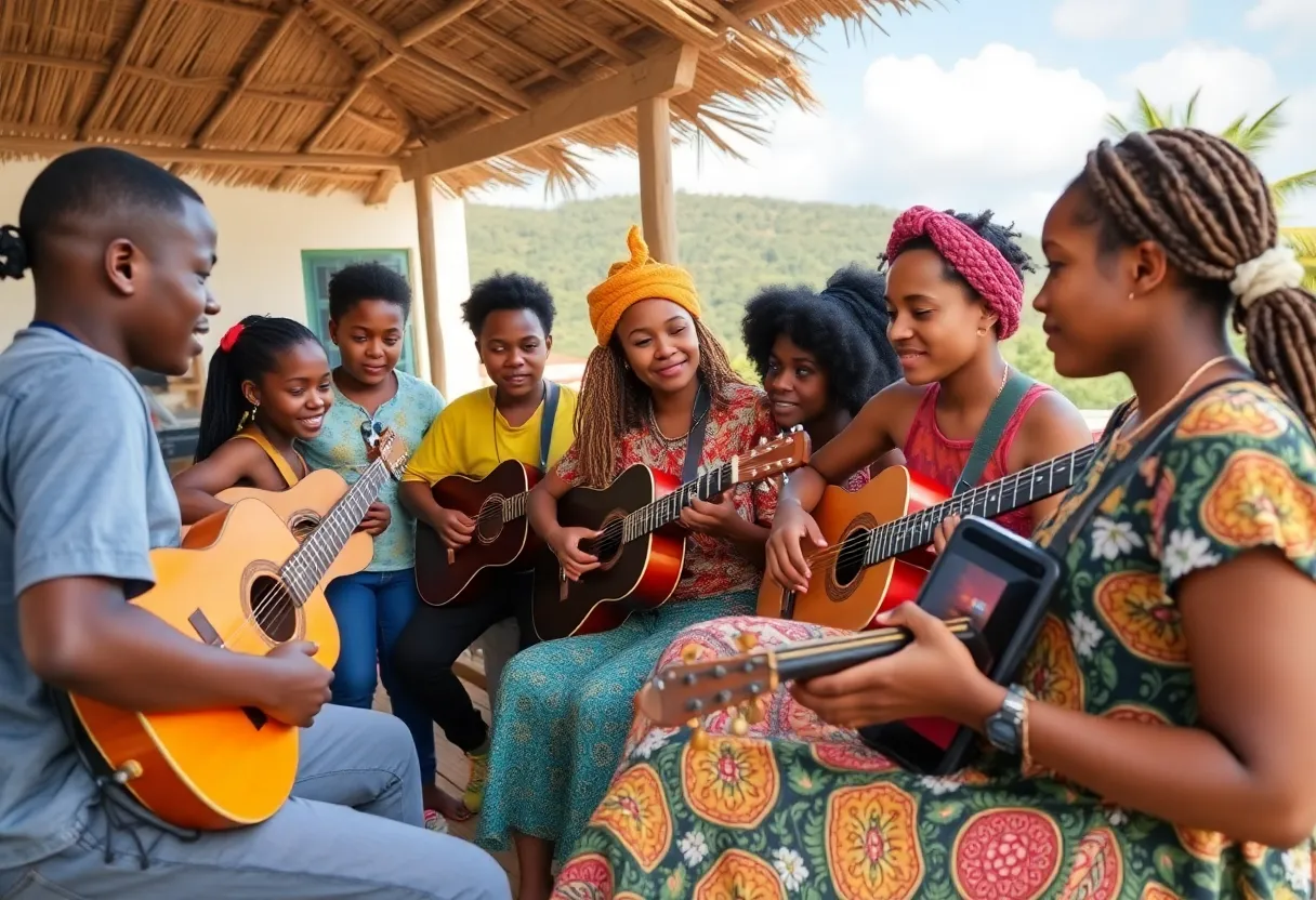 Students engaged in a music education session in the Virgin Islands