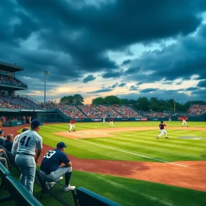 Ole Miss baseball team celebrating their victory against Memphis