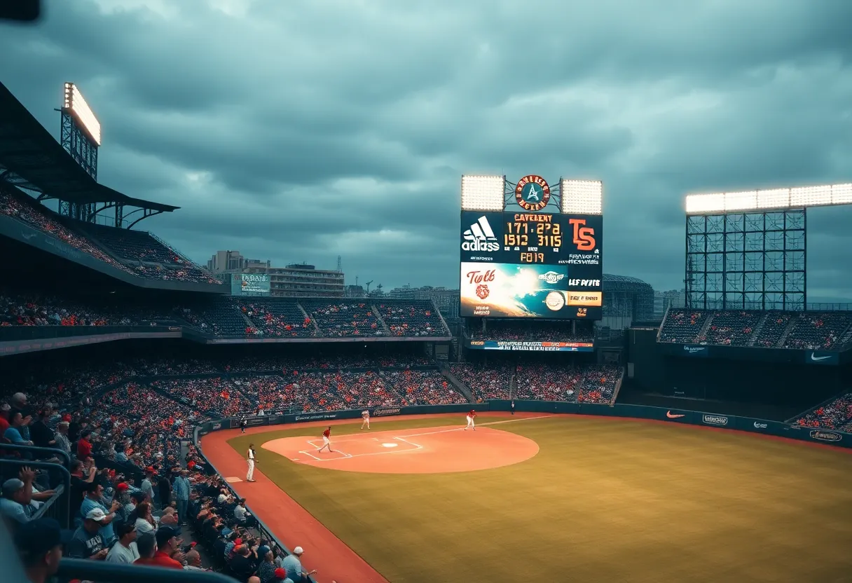 Fans watching the Ole Miss vs Southern Miss baseball game