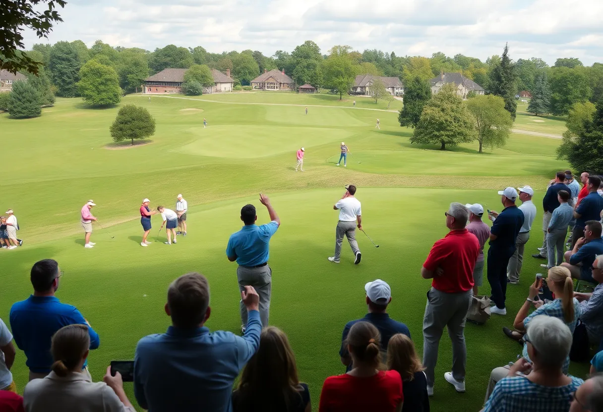 Law students participating in the Ole Miss Golf Tournament at The Country Club of Oxford.