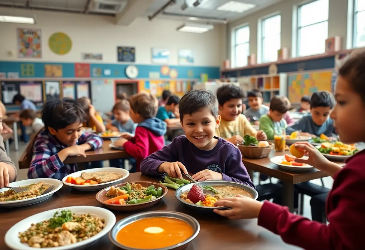 Students at Oxford School enjoying diverse and healthy lunch options