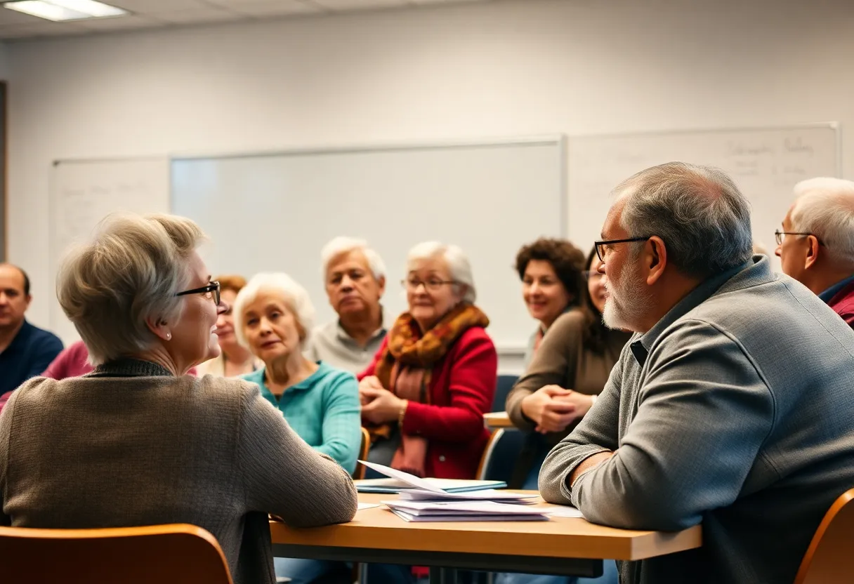 Older adults participating in a university classroom.