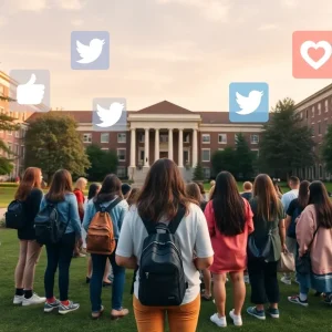 University campus community supporting a student facing cyber harassment.