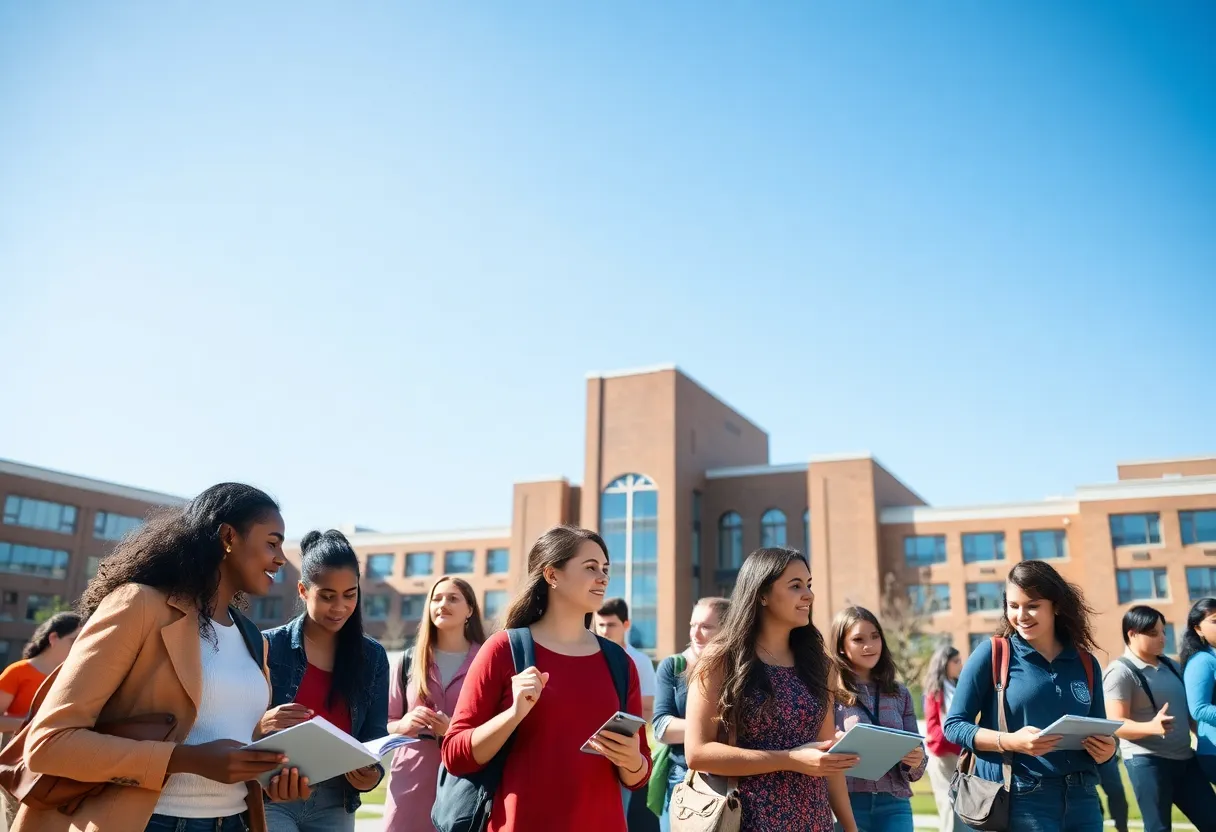 Students collaborating on campus at the University of Mississippi