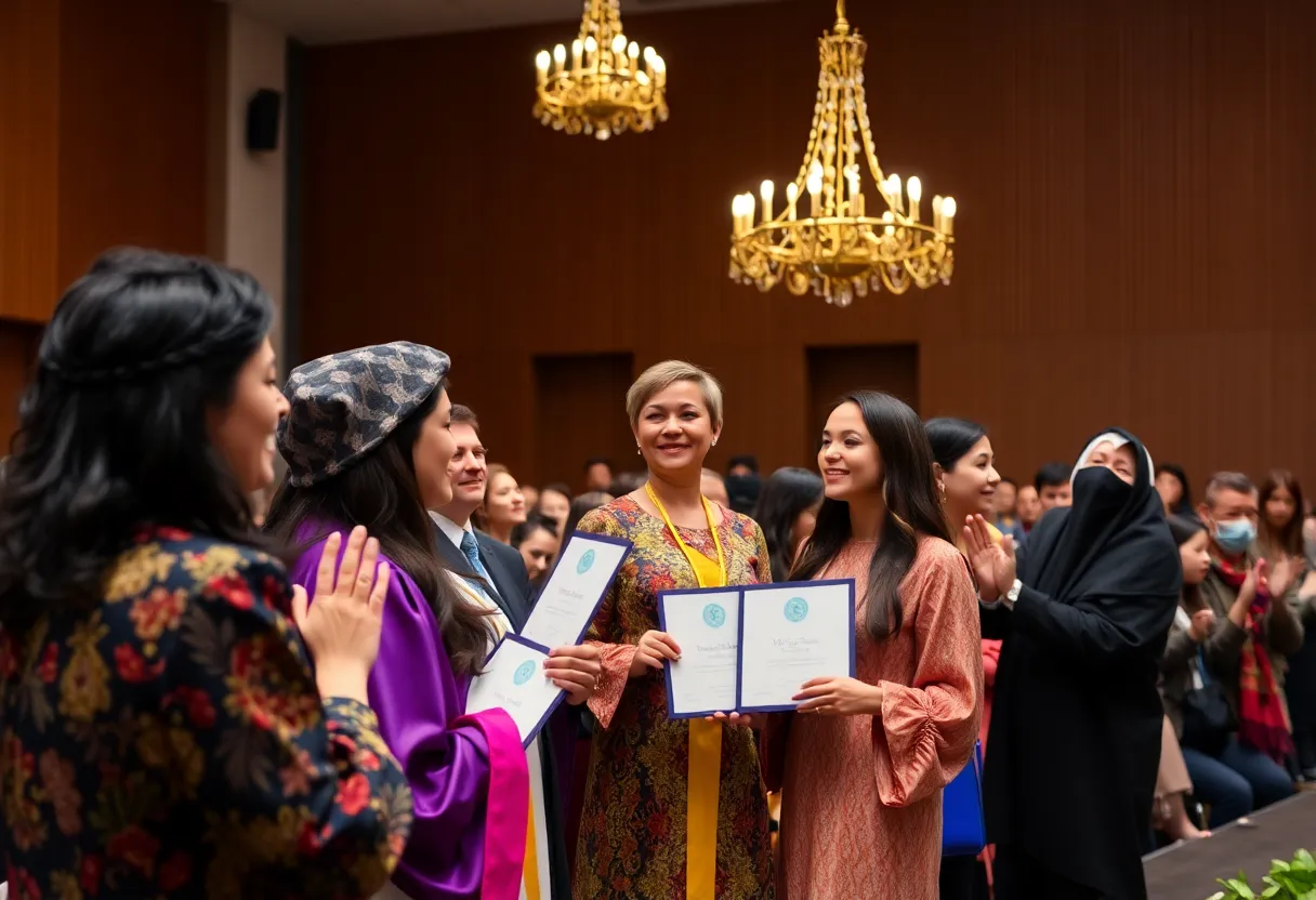 Award ceremony celebrating journalism excellence at a university