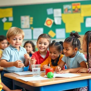 Children participating in healthy lifestyle educational activities