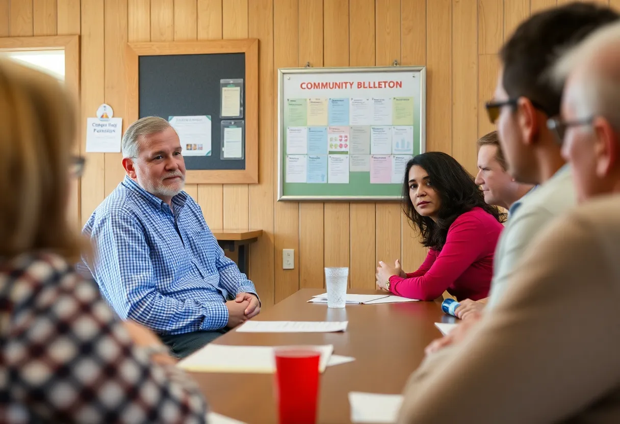 Community members discussing child safety in Oxford, Mississippi