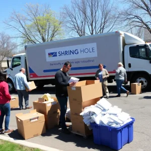 People participating in a community document shredding event