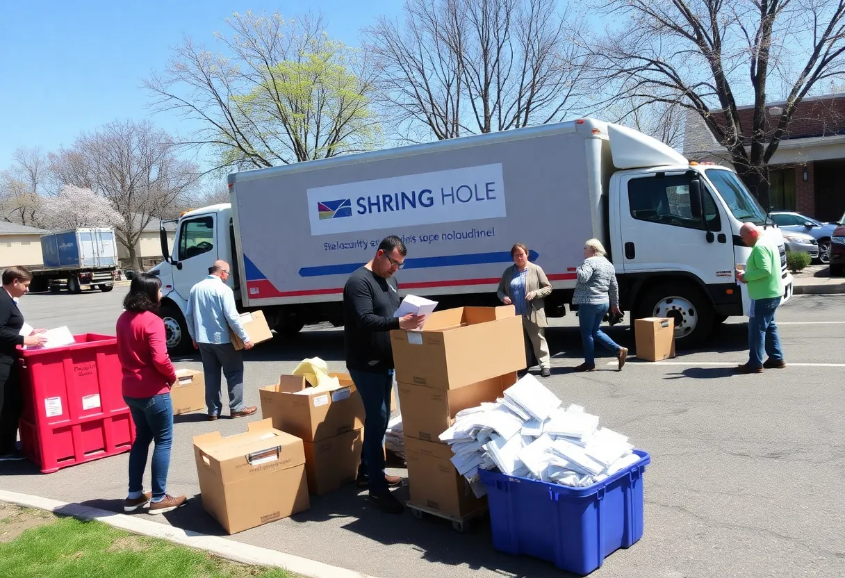 People participating in a community document shredding event
