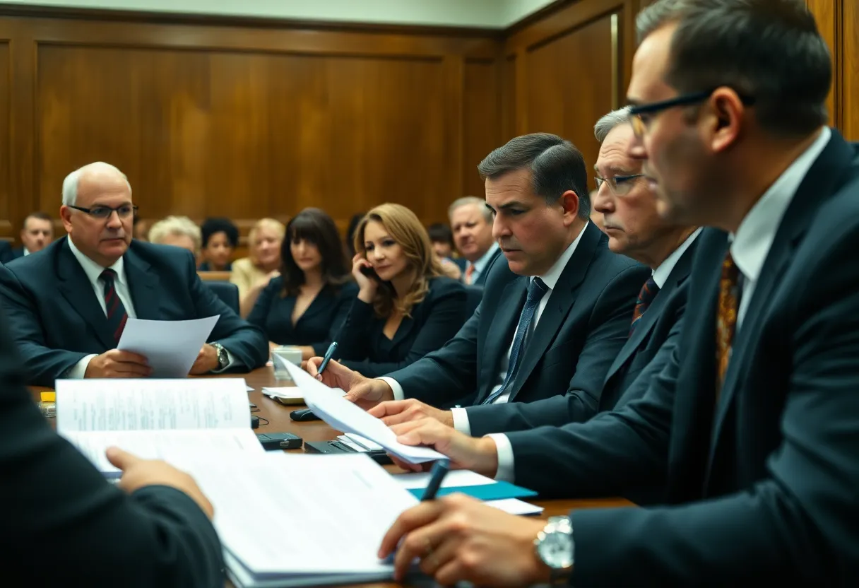 Courtroom during a high-profile murder trial
