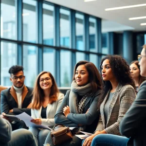 Students engaging in a business seminar at the university.