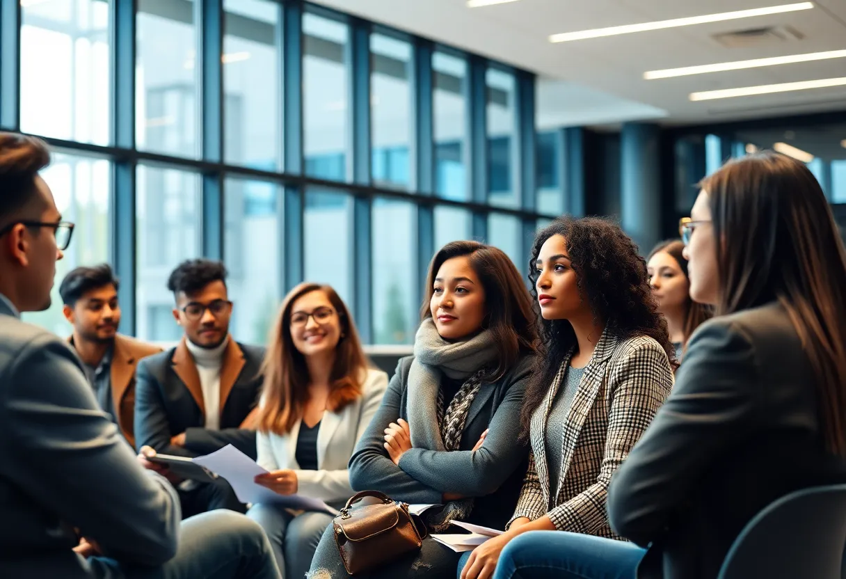 Students engaging in a business seminar at the university.