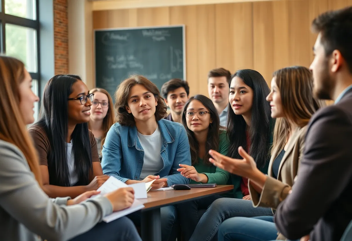 Students participating in a debate about parental accountability in school shootings