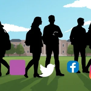 Illustration showing the impact of social media misinformation on students.